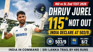 Dhruv Jurel celebrates his unbeaten 115 during India vs Sri Lanka 2nd Test in Colombo